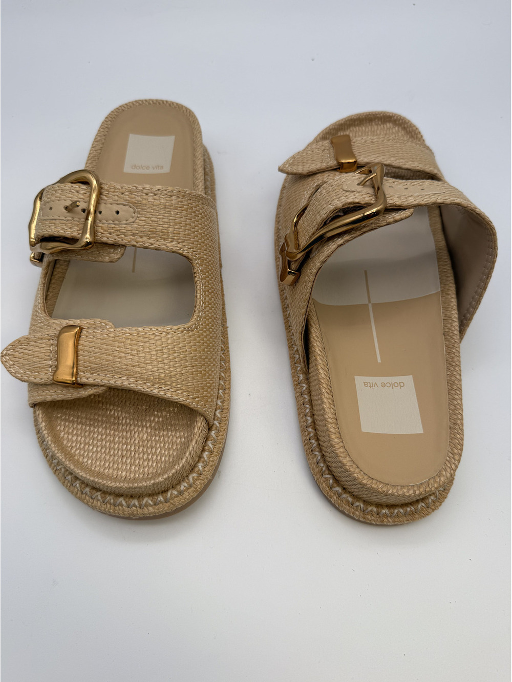 Dolce Vita Sevana Light Natural Raffia Slide Sandals Size 7